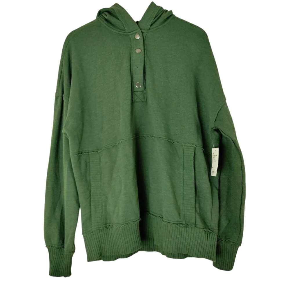 SO The Lounge Life Green Hoodie Button Front Pullover Sweatshirt